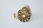 Vintage Gold Butterfly and Pearl Cuff Bangle