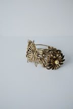 Vintage Gold Butterfly and Pearl Cuff Bangle