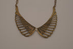 Vintage brass wing-shaped collar bib necklace