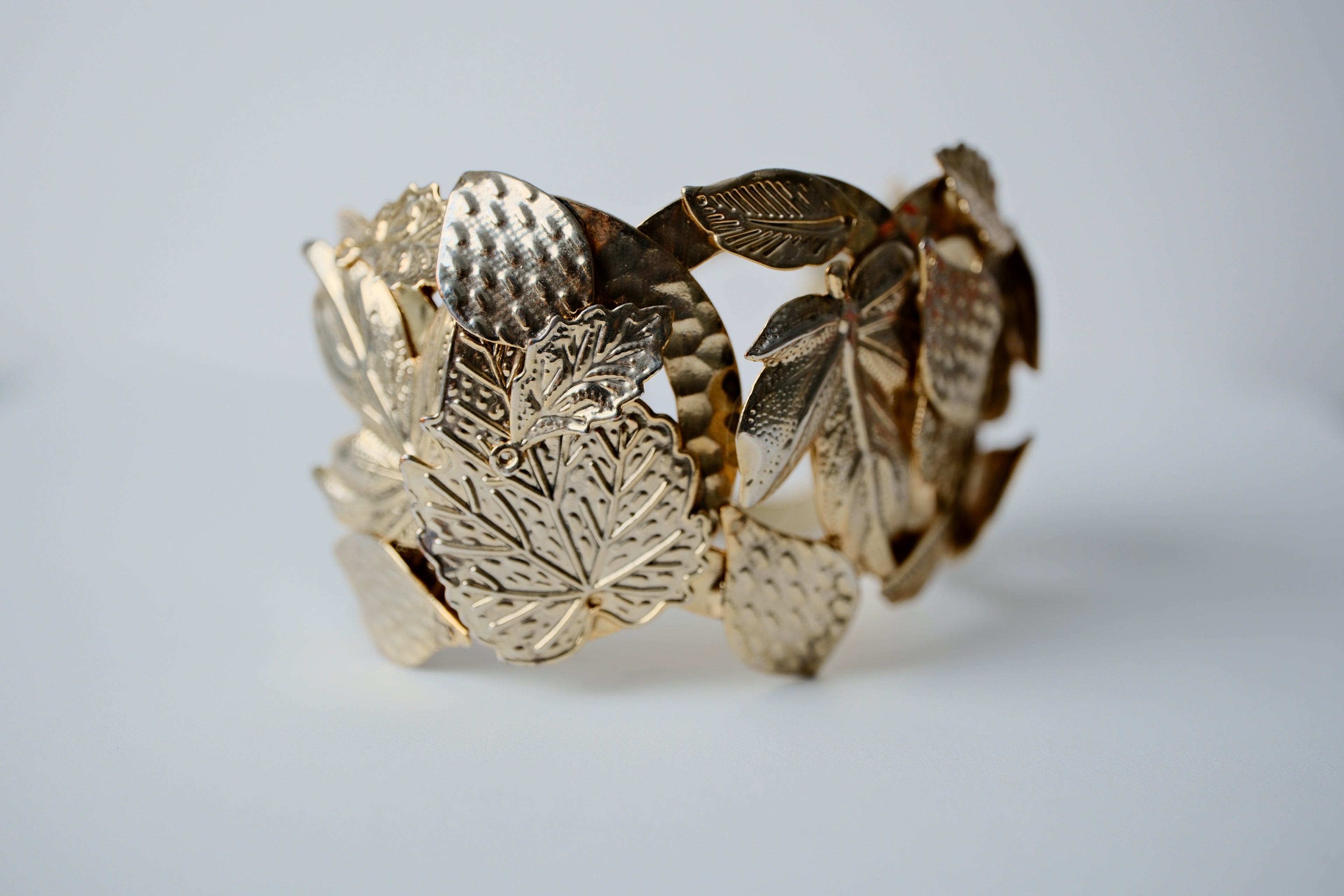 Vintage Gold Leaf Cuff Bangle
