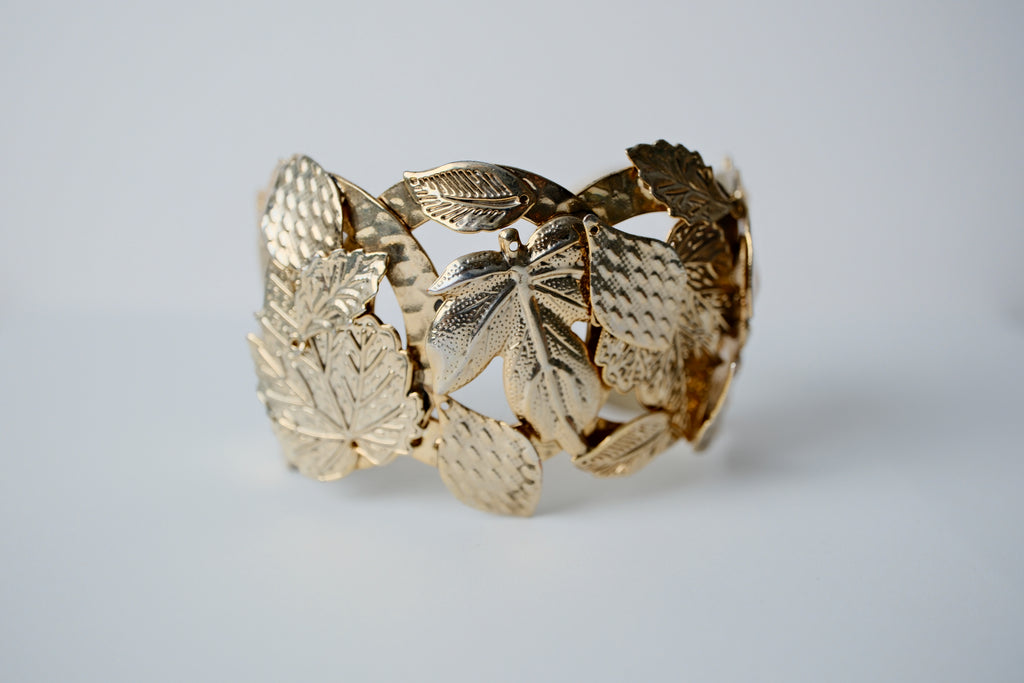 Vintage Gold Leaf Cuff Bangle