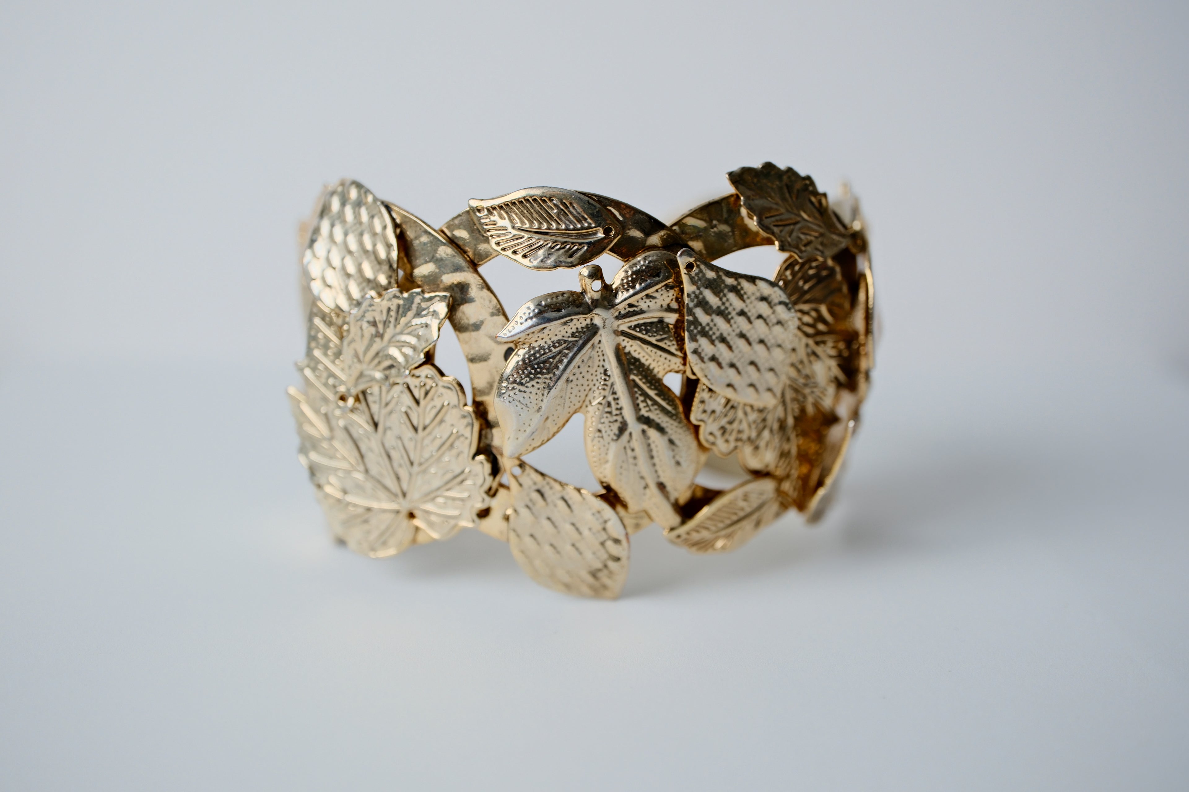 Vintage Gold Leaf Cuff Bangle