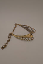 Vintage brass wing-shaped collar bib necklace