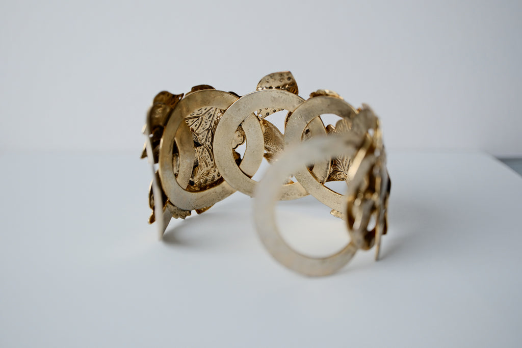 Vintage Gold Leaf Cuff Bangle