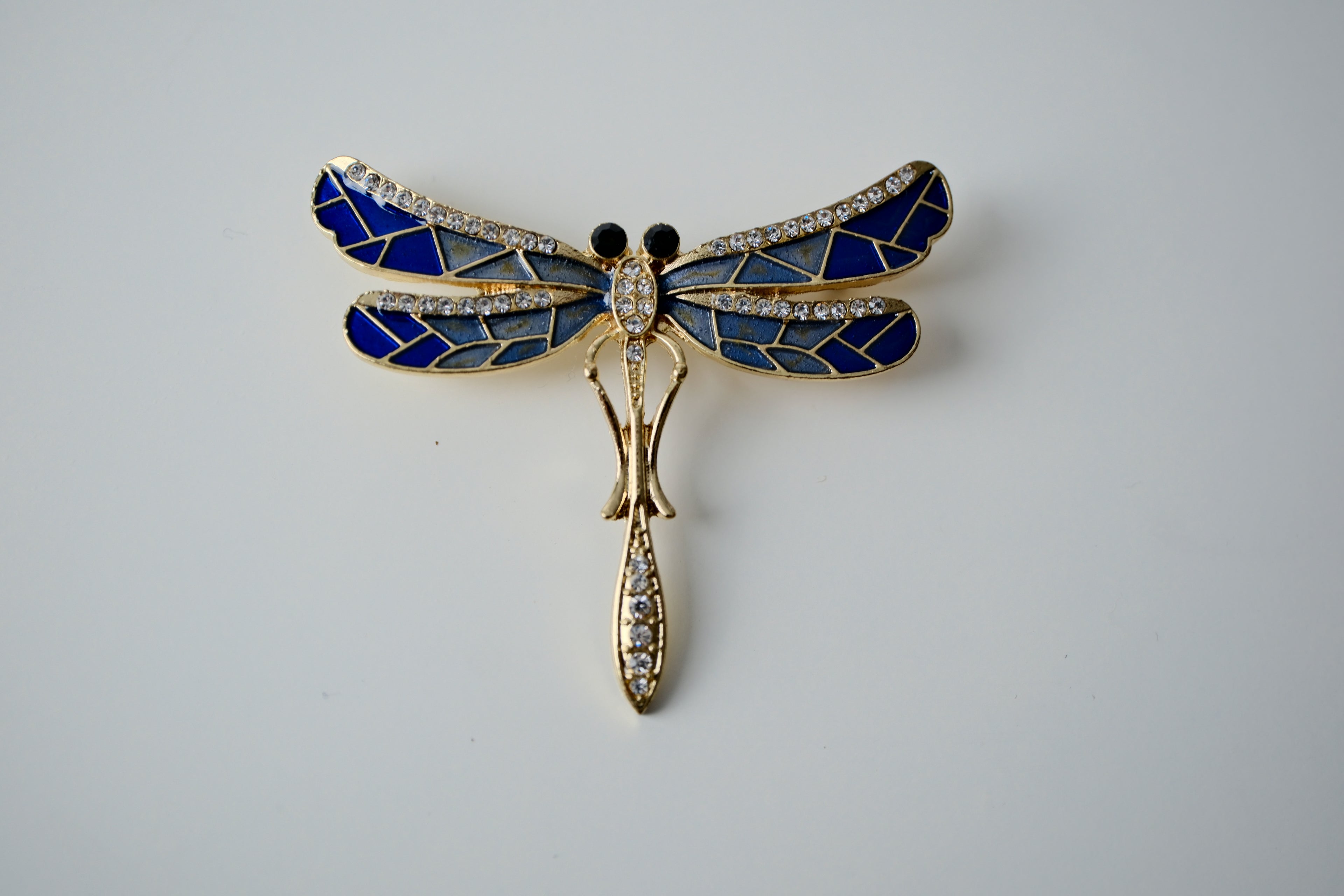 Vintage Gold Enamel Dragonfly Brooch