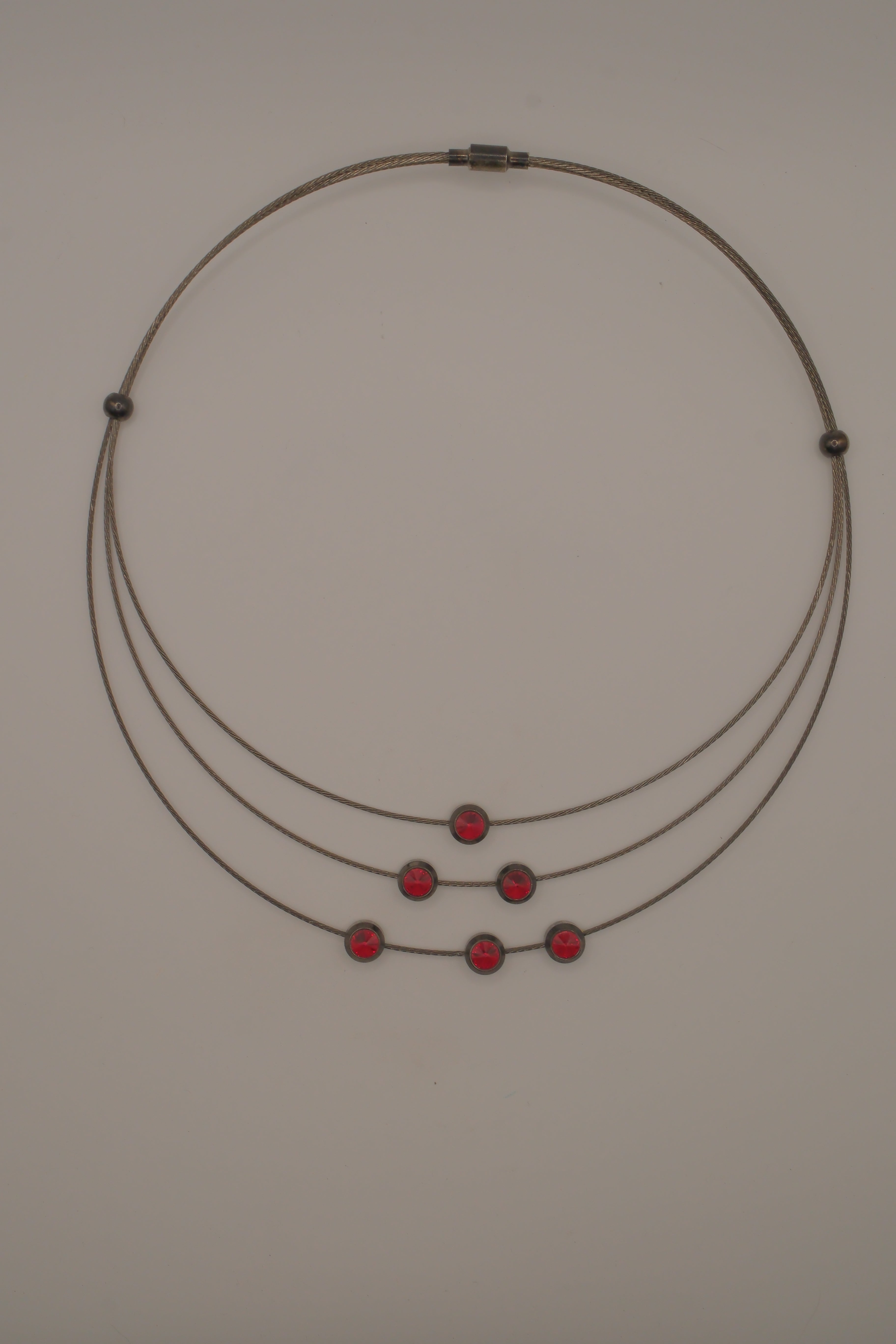Contemporary multi-strand cable wire choker necklace