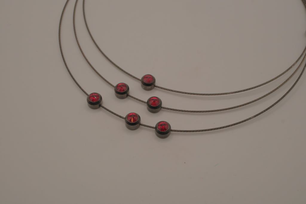 Contemporary multi-strand cable wire choker necklace