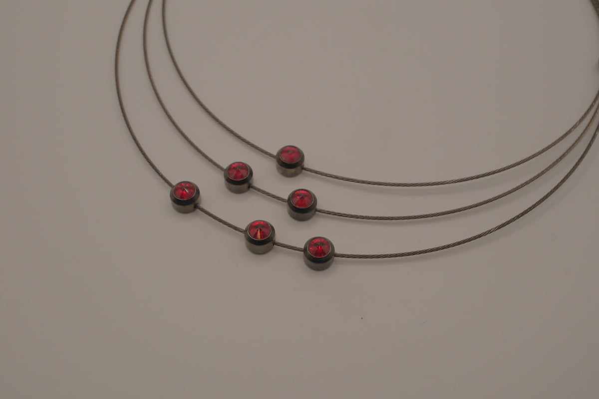 Contemporary multi-strand cable wire choker necklace