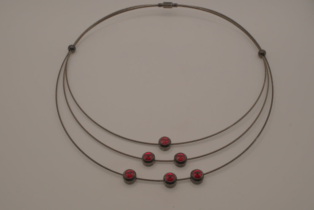 Contemporary multi-strand cable wire choker necklace