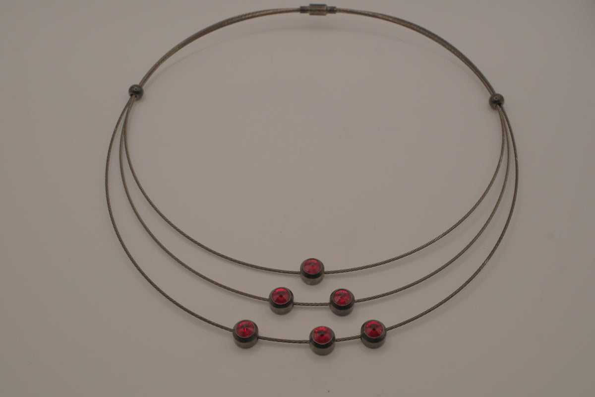 Contemporary multi-strand cable wire choker necklace