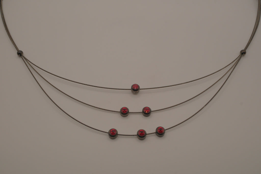Contemporary multi-strand cable wire choker necklace