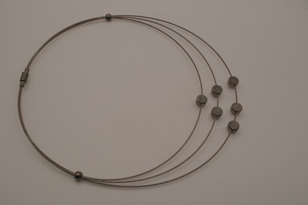 Contemporary multi-strand cable wire choker necklace