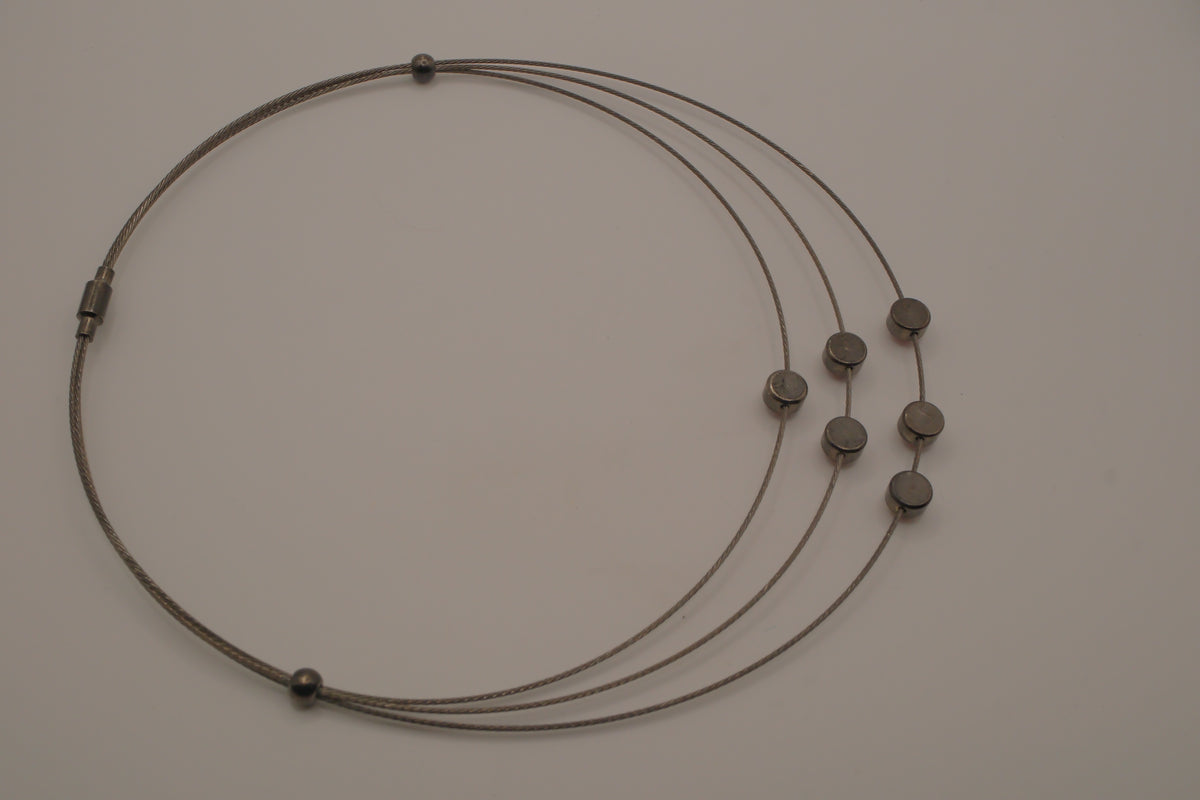 Contemporary multi-strand cable wire choker necklace
