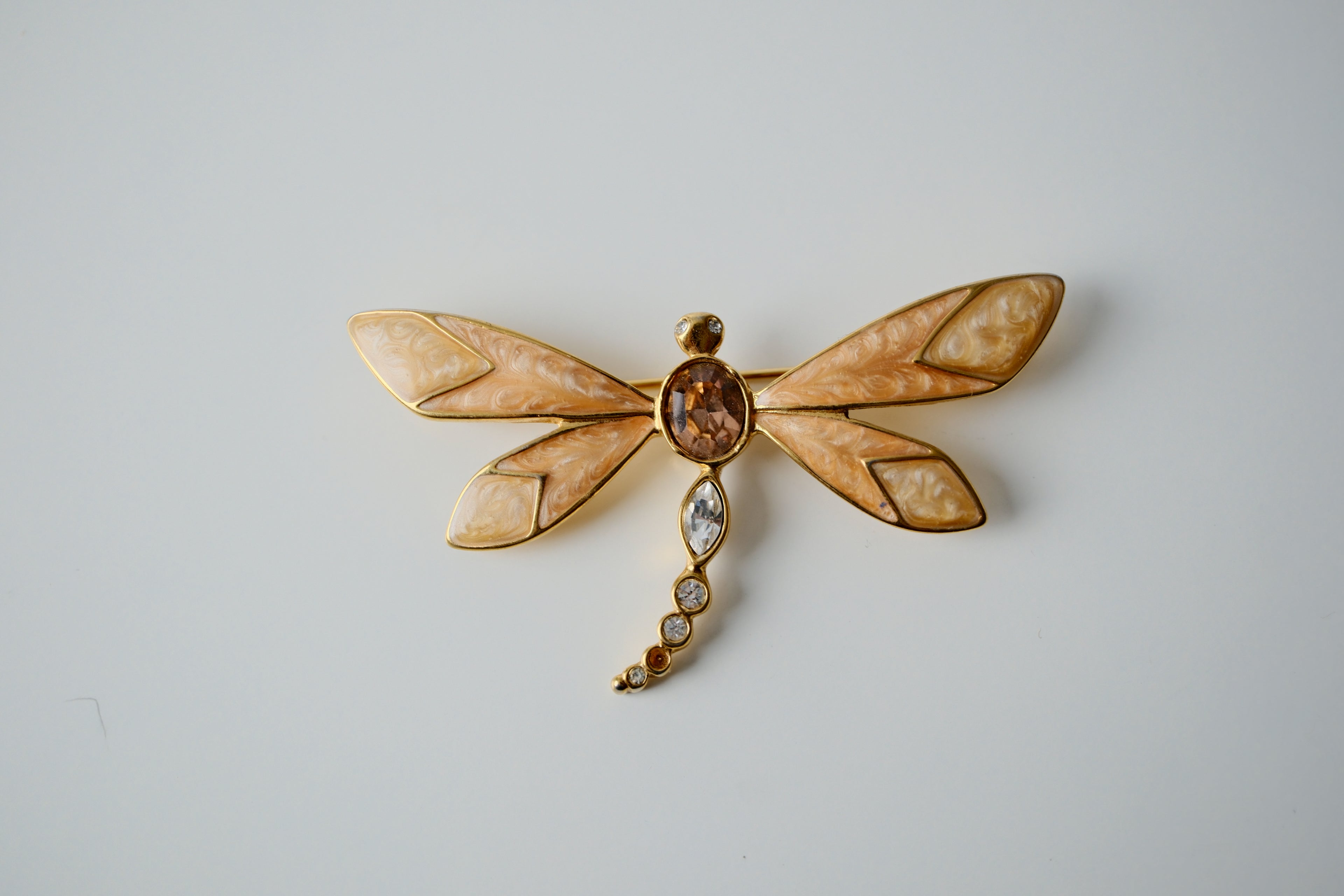 Vintage KGL for Avon Gold Enamel Dragonfly Brooch