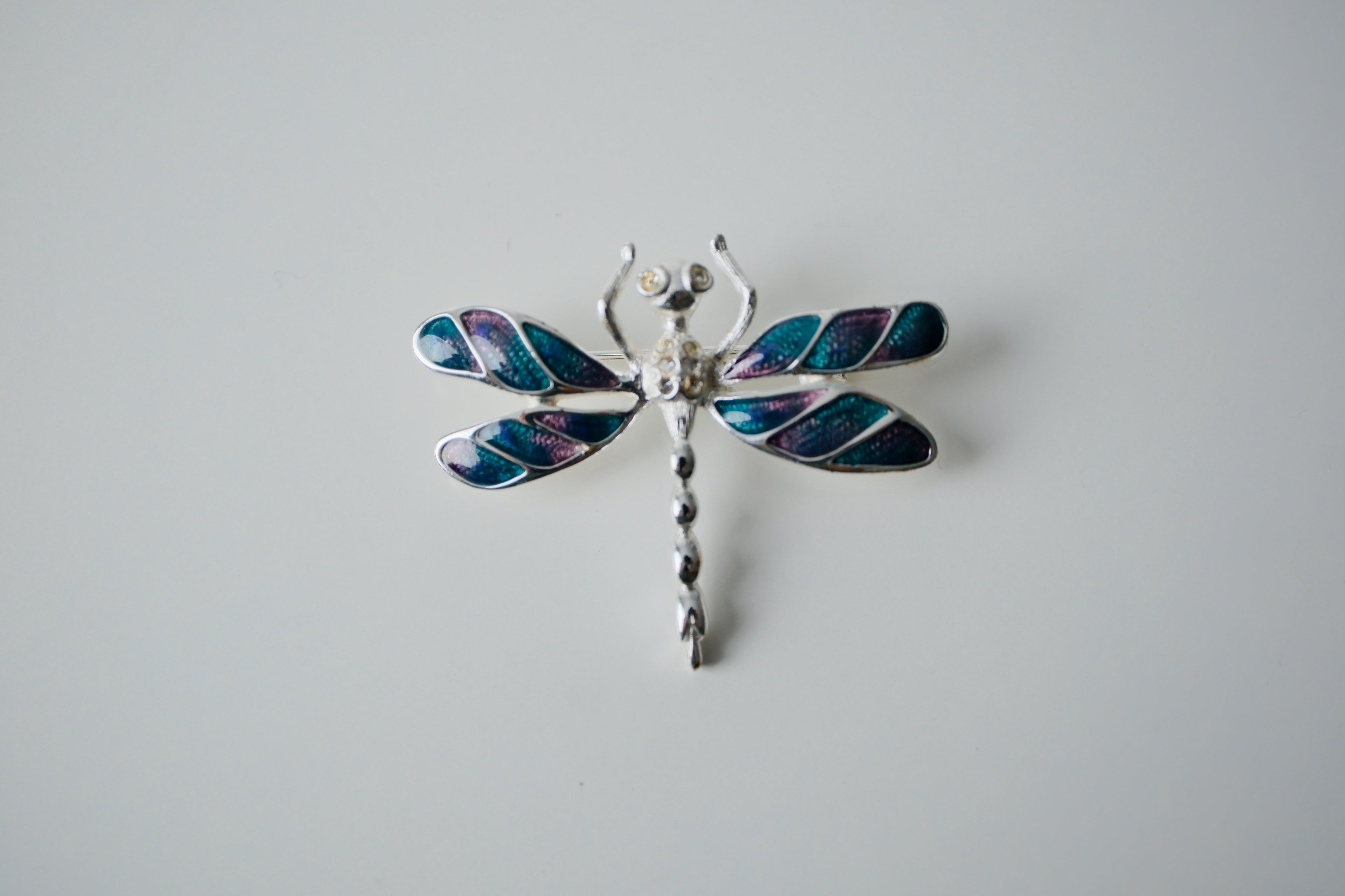 Vintage Silver Enamel Dragonfly Brooch