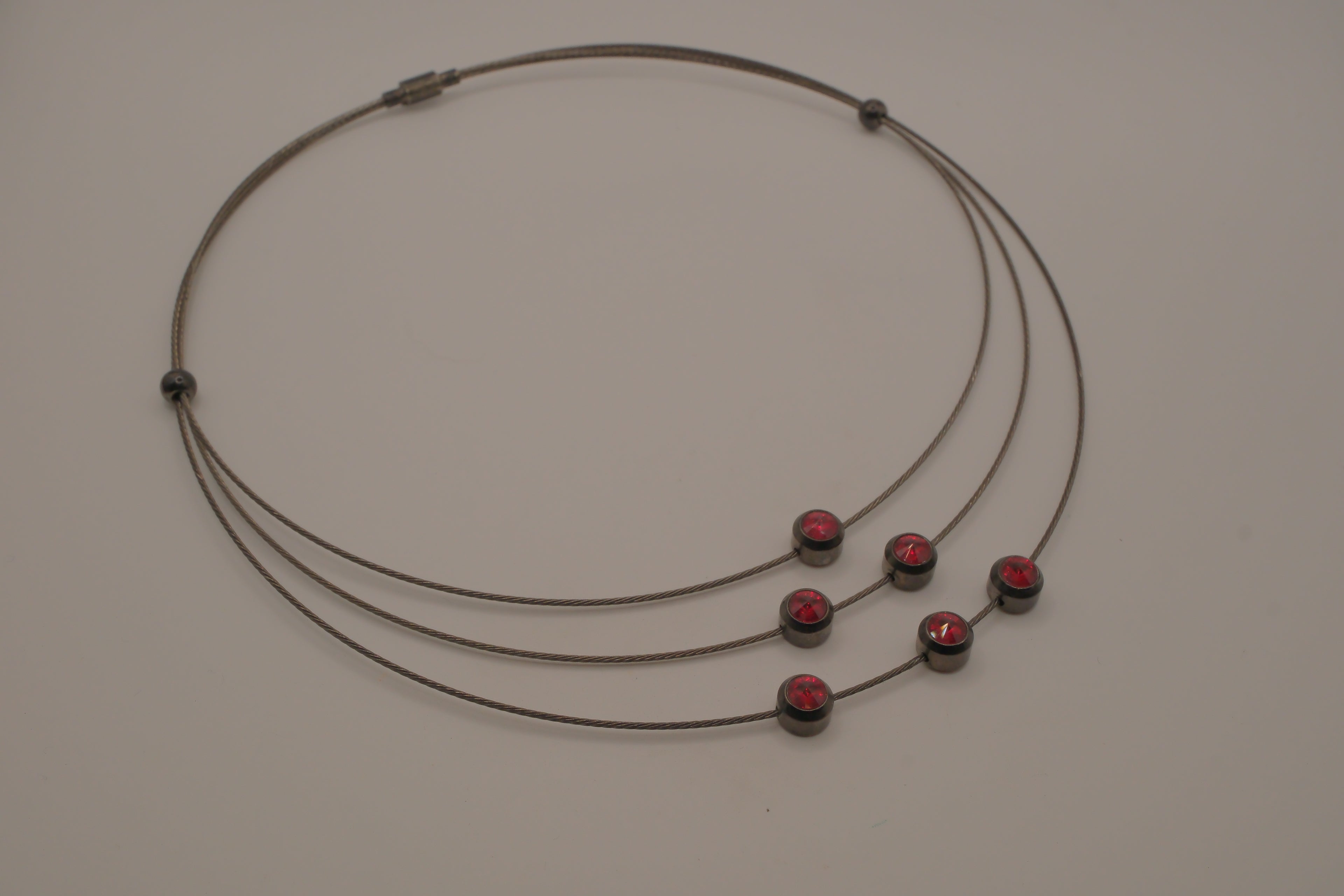 Contemporary multi-strand cable wire choker necklace