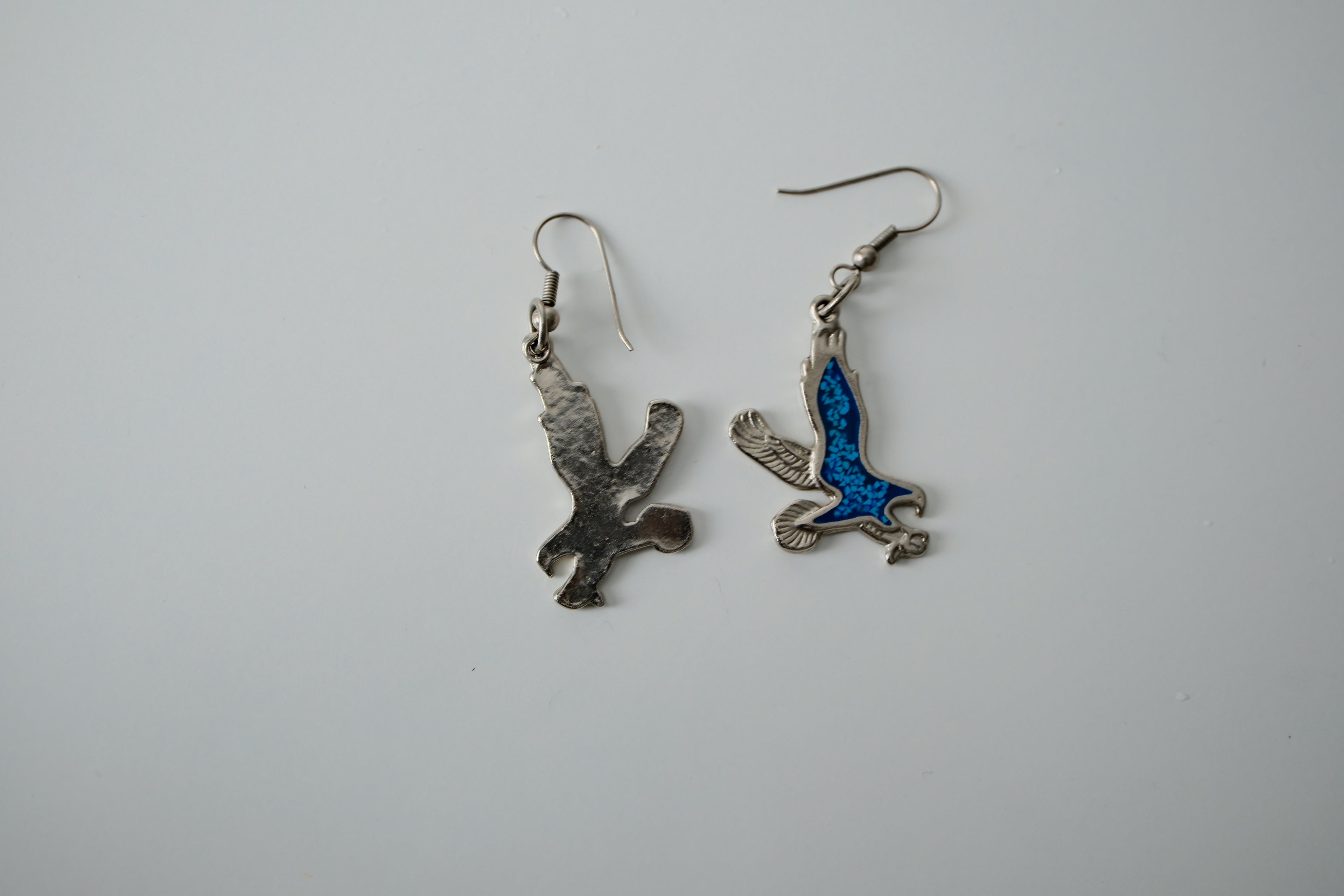 Vintage Sterling Silver Crushed Turquoise Eagle earrings