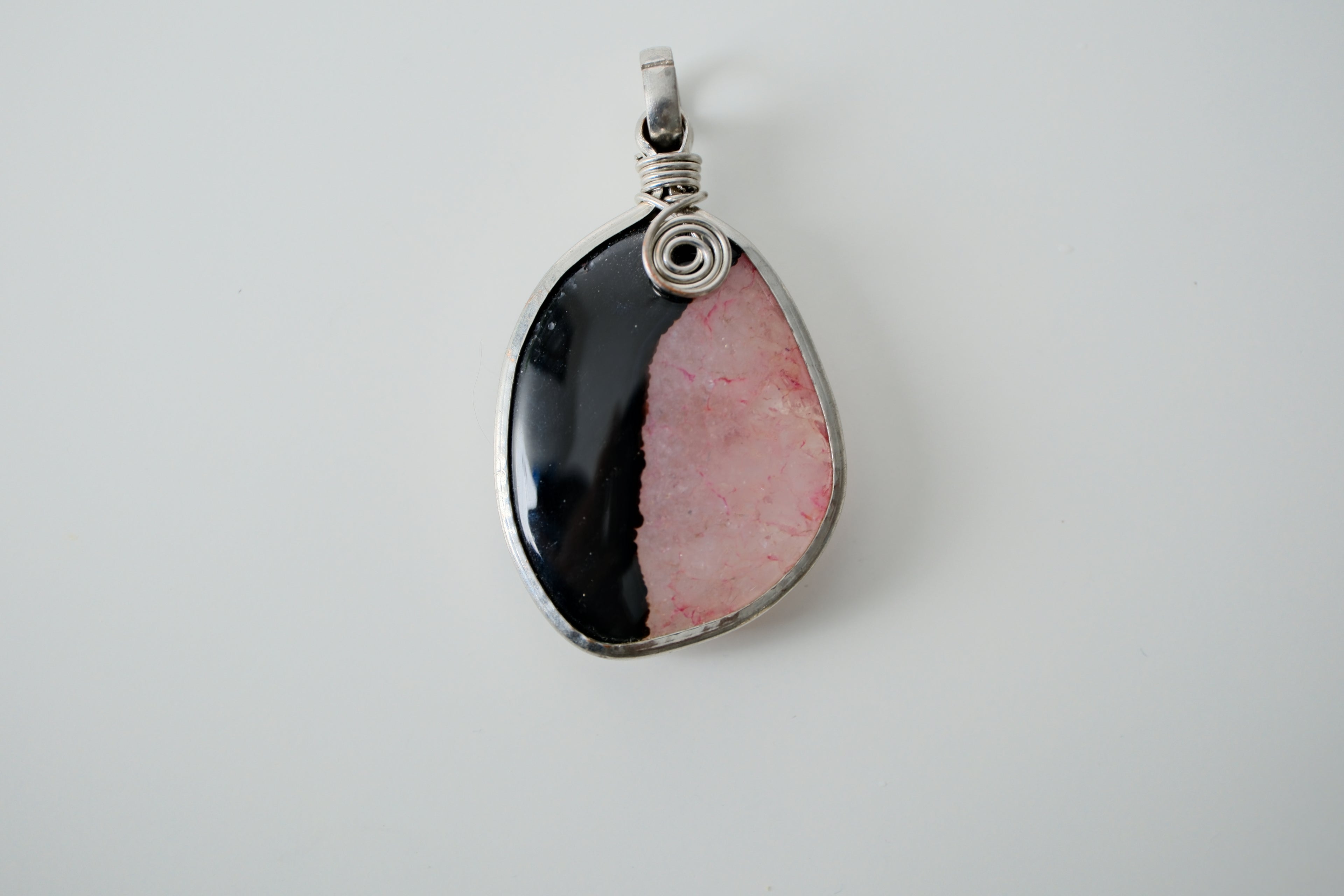 Rhodonite pendant in deep Pink and Black Shades