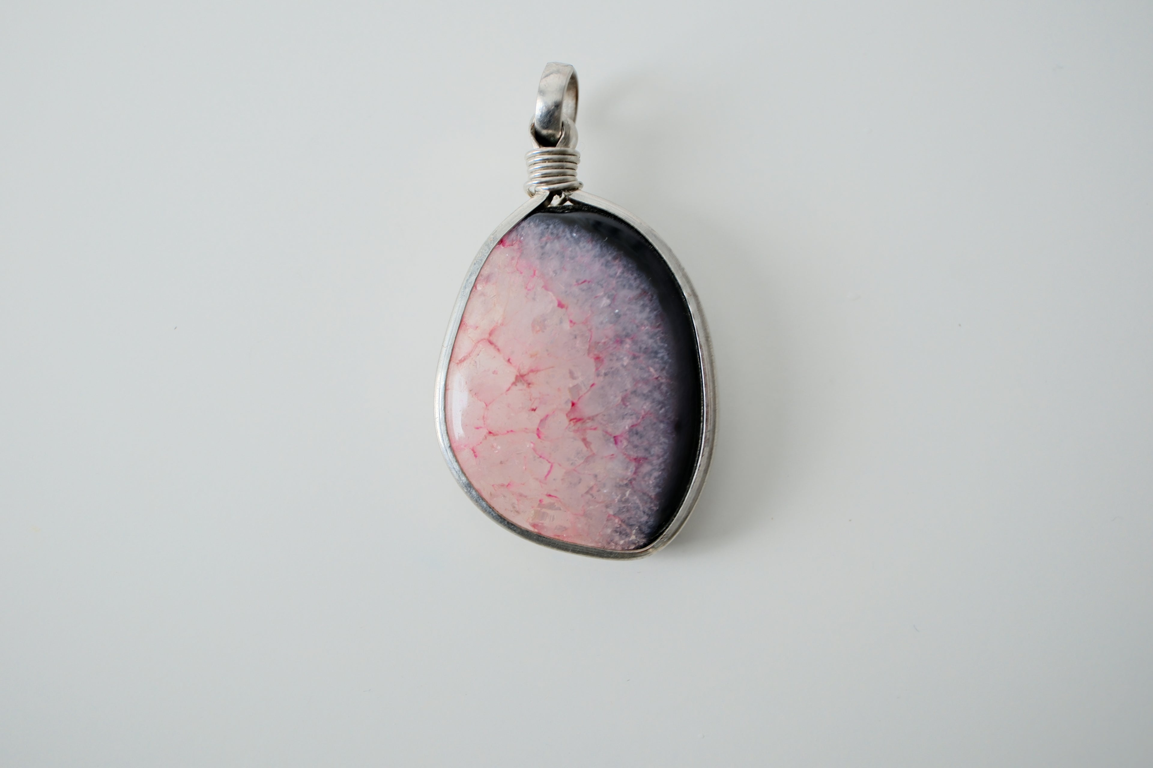 Rhodonite pendant in deep Pink and Black Shades