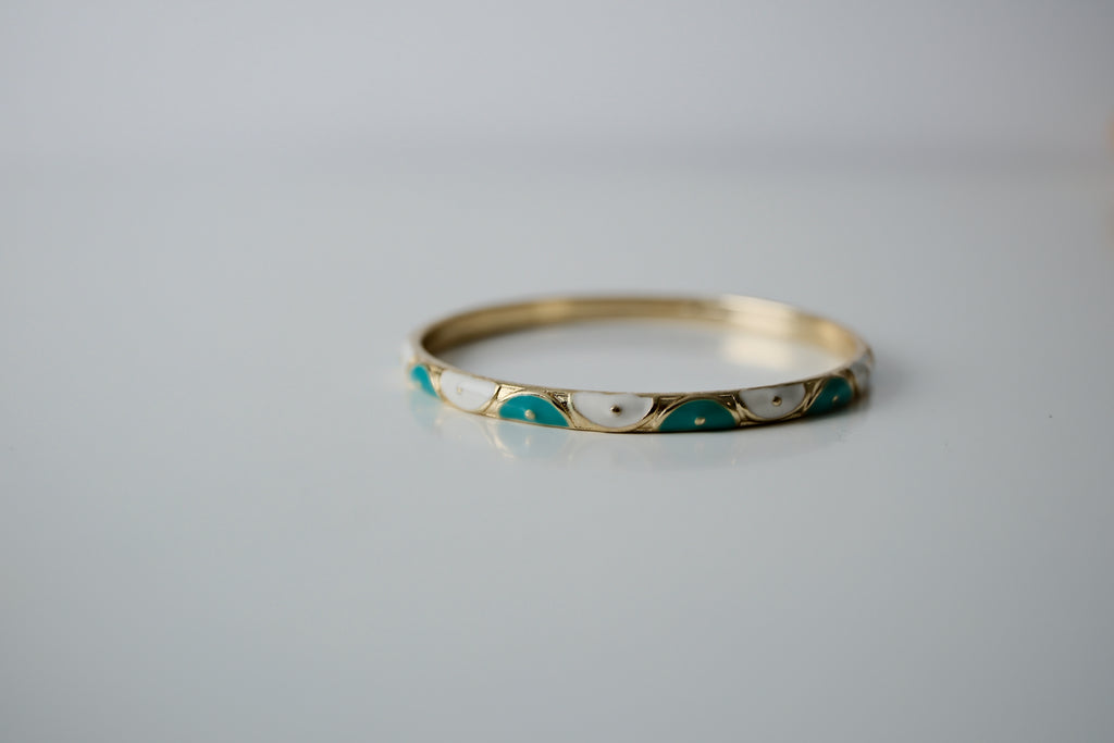 Vintage Light Green Enamel bangle bracelet
