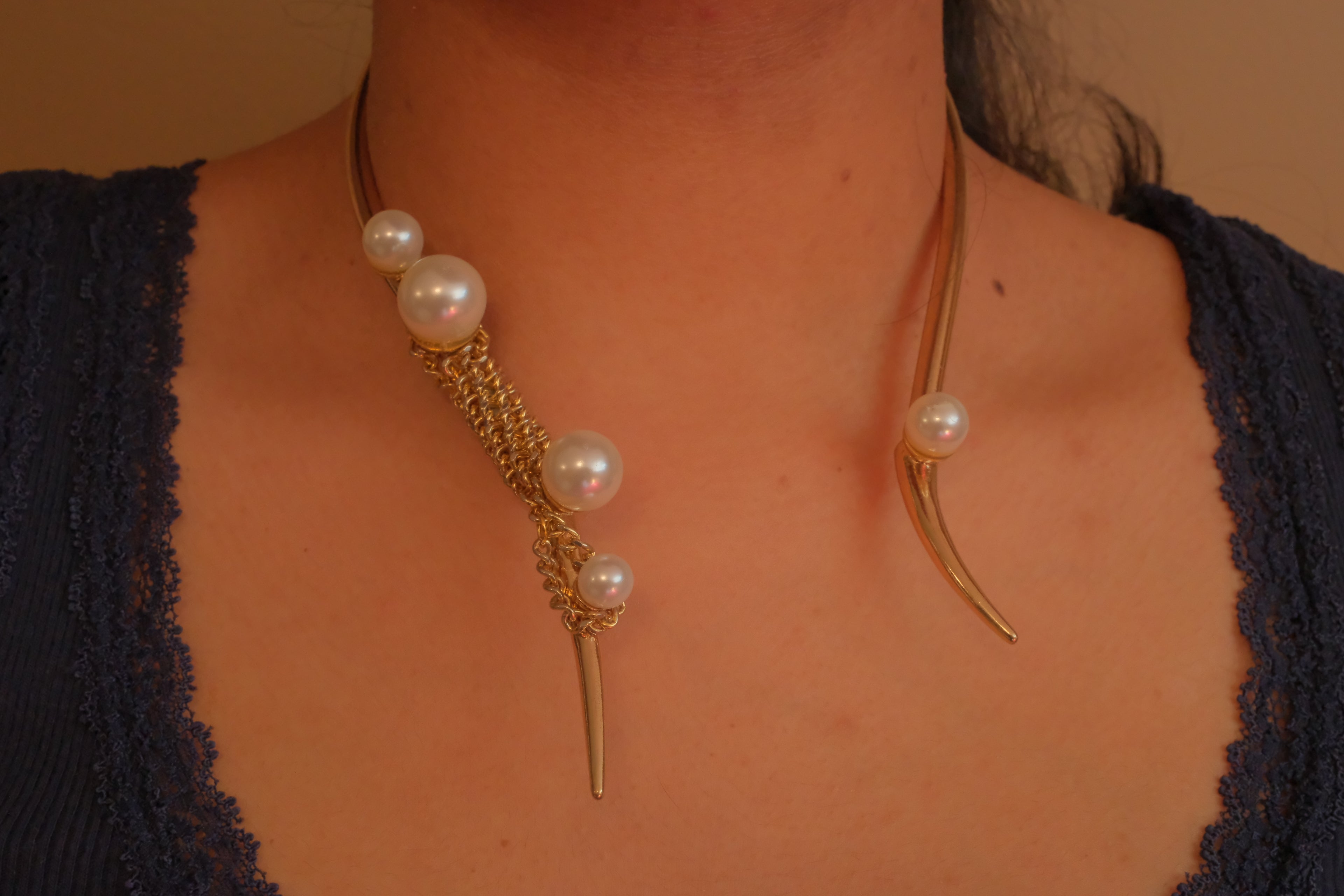 Reworked Pearl Waterfall Open Choker
