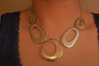 Vintage gold toned geometric bib necklace
