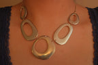 Vintage gold toned geometric bib necklace