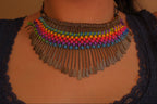 Boho brass spike statement necklace