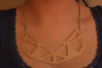 Gold geometric bib collar necklace