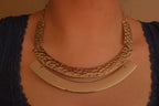 Gold-tone textured metal collar necklace