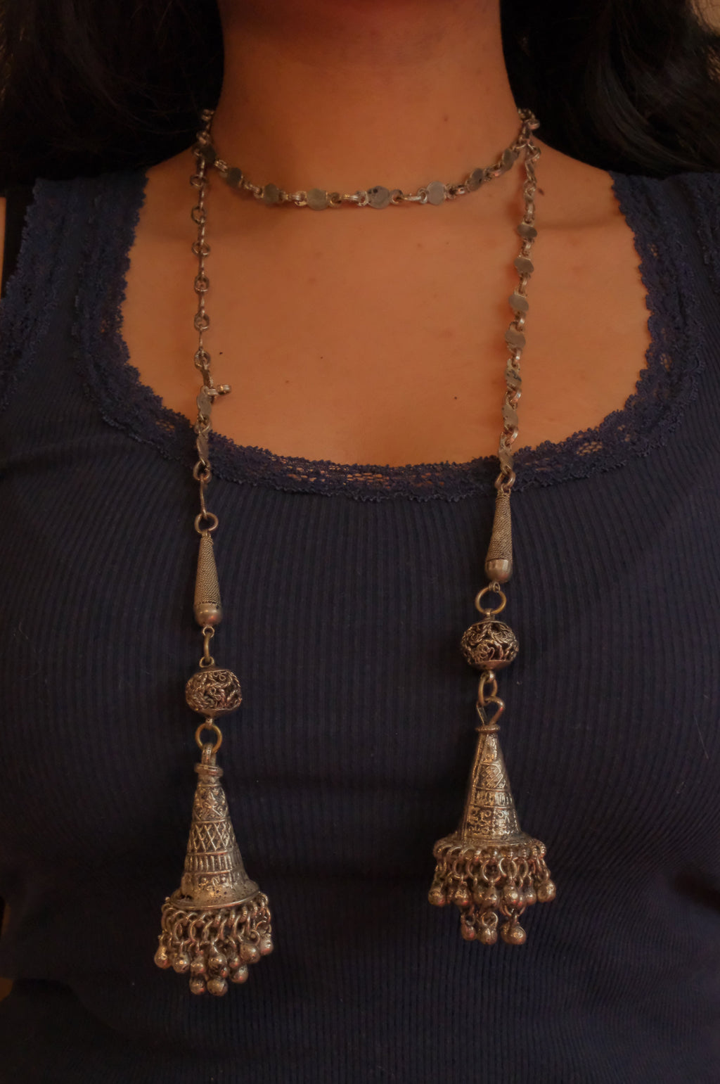 Vintage South Asian Jhumka belt-necklace