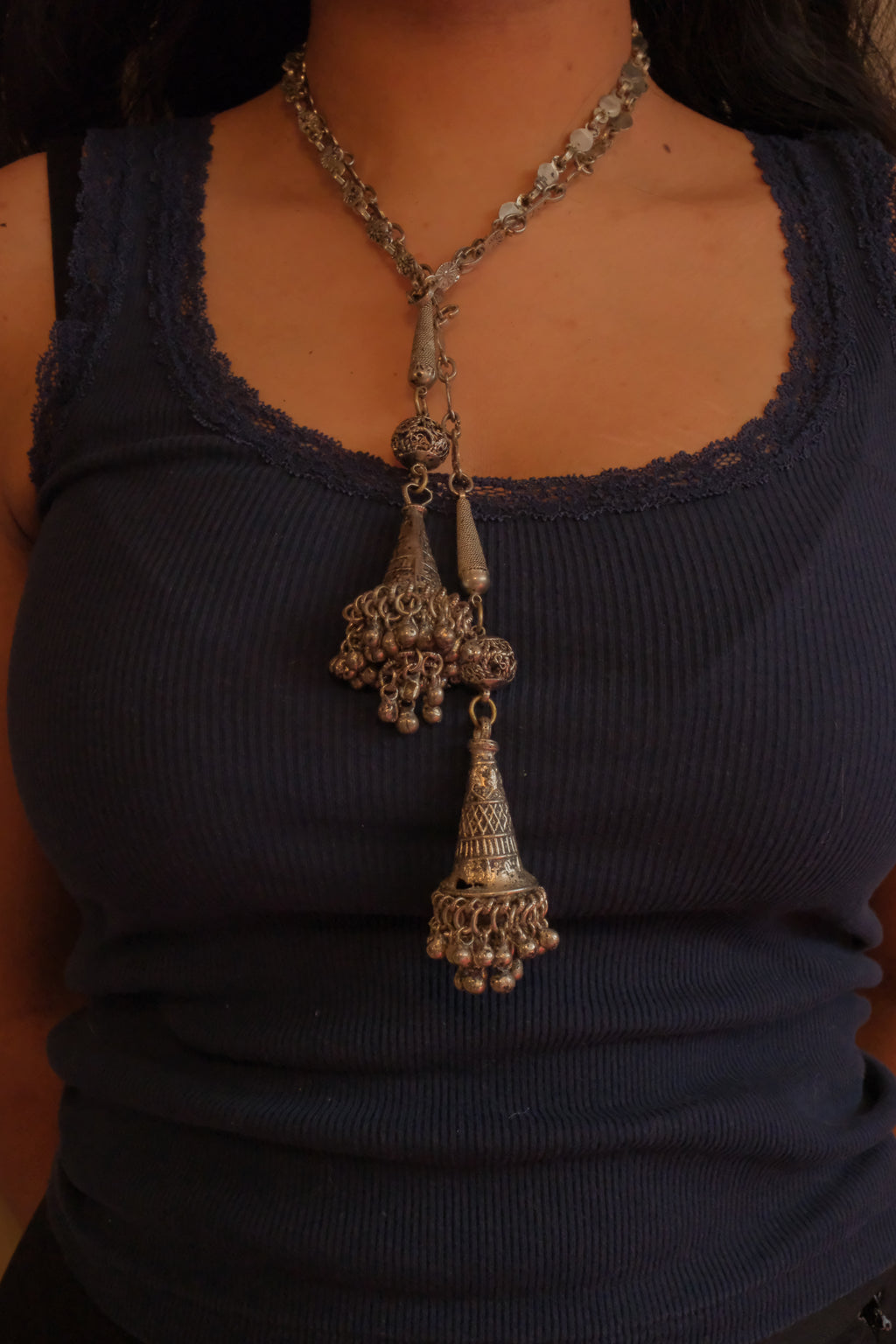 Vintage South Asian Jhumka belt-necklace