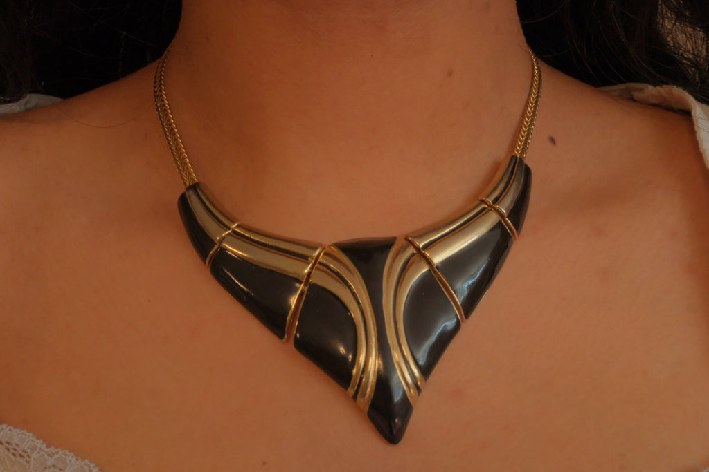 Vintage 1980s Art Deco revival collar necklace