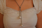 Vintage faux Pearl Bolo tie necklace&nbsp;