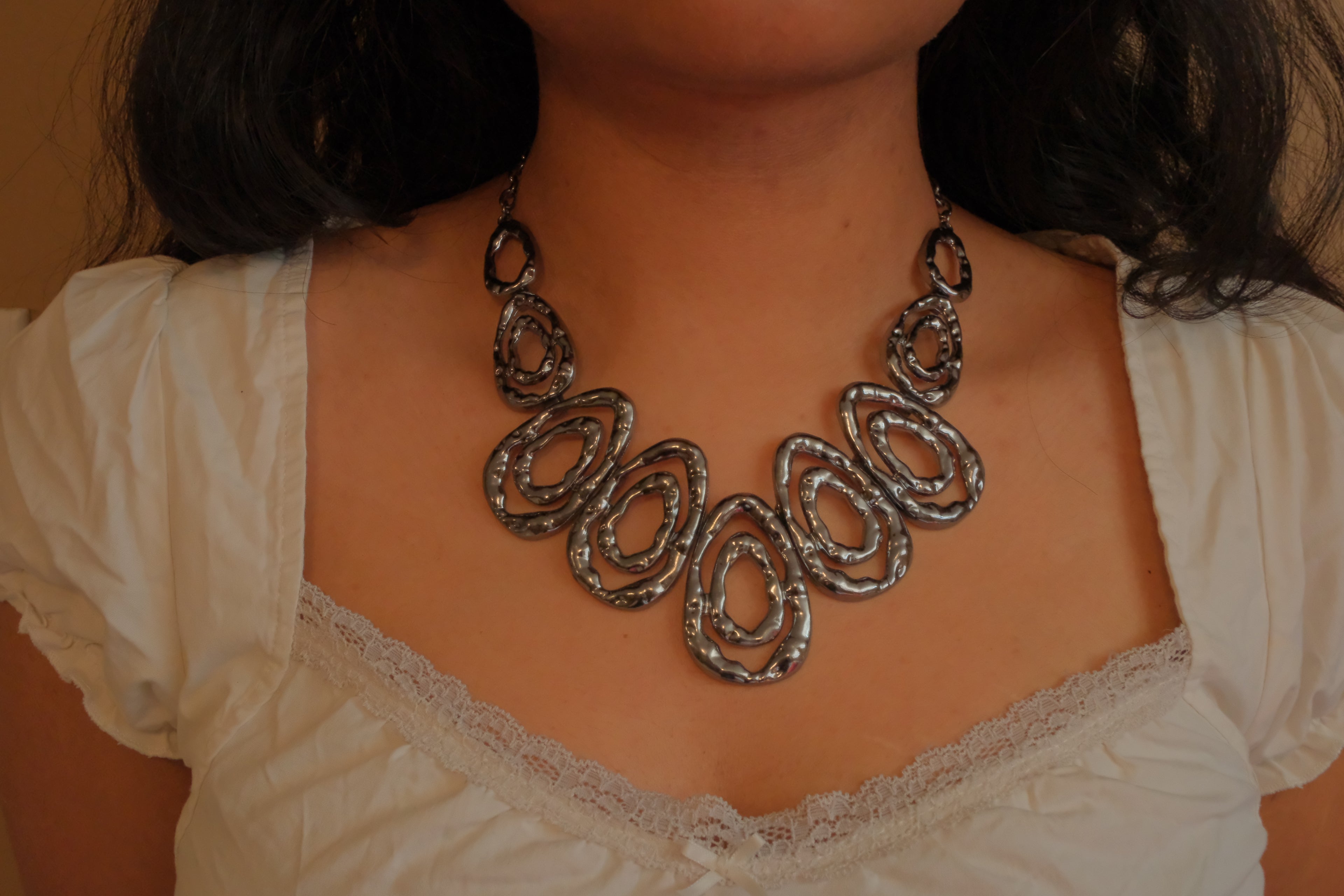 Gunmetal Teardrop Statement necklace