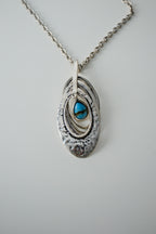Hammered SIlver with Turqouise Necklace
