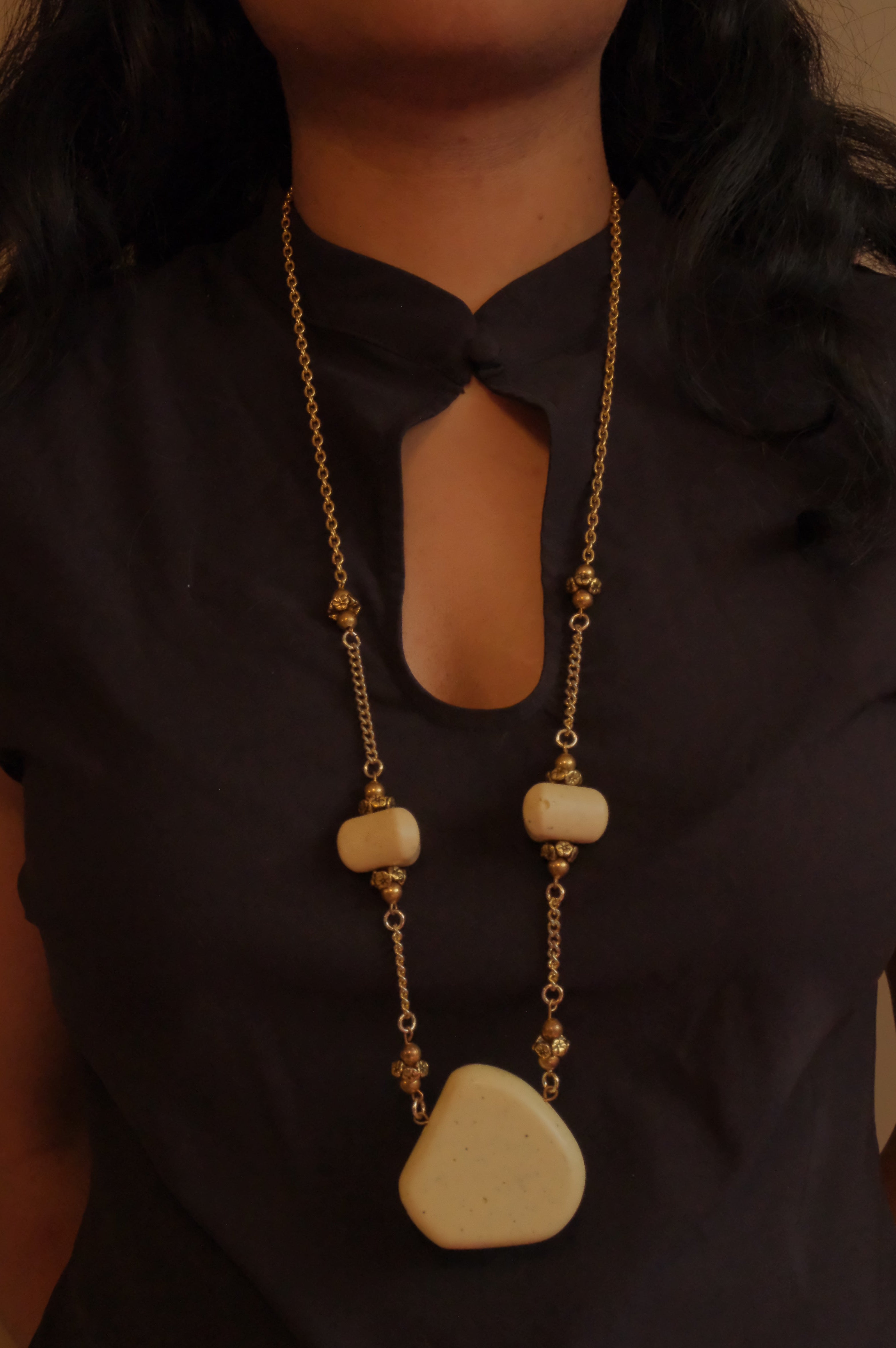 Reworked ceramic statement necklace