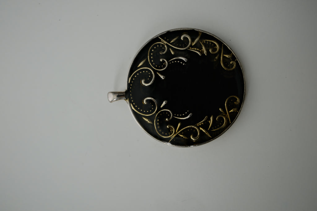 Black Enamel Victorian Pendant