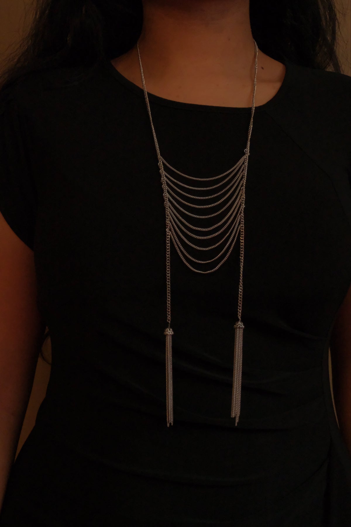 Bizou silver multi-strand statement necklace