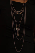 Bizou silver boho-chic multi-strand statement necklace