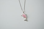Sterling silver chain and Dolphin pendant with Pink stone
