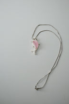 Sterling silver chain and Dolphin pendant with Pink stone