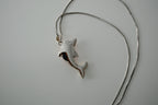 Sterling silver chain and Dolphin pendant with Pink stone