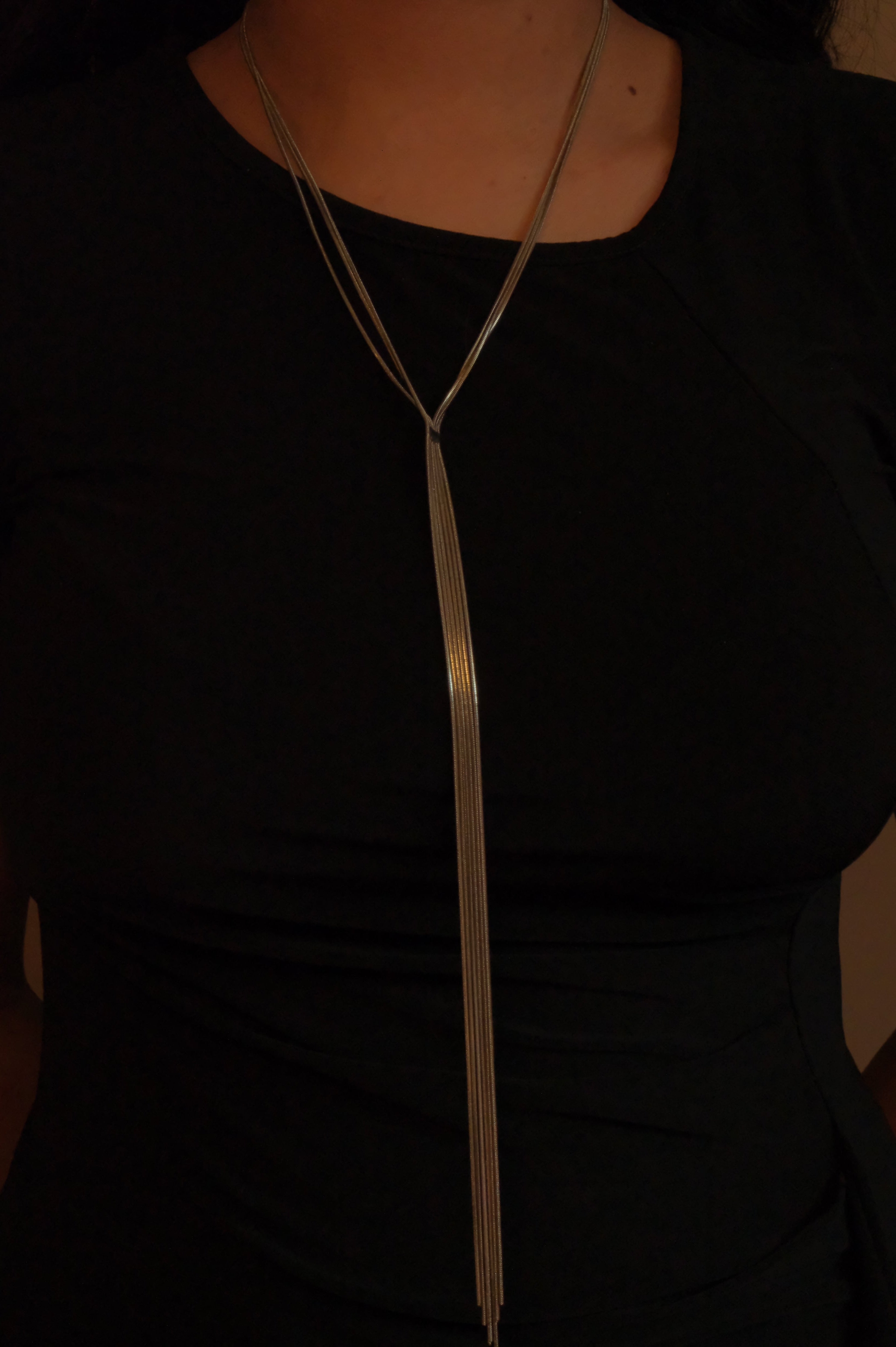Multi-strand gold lariat necklace