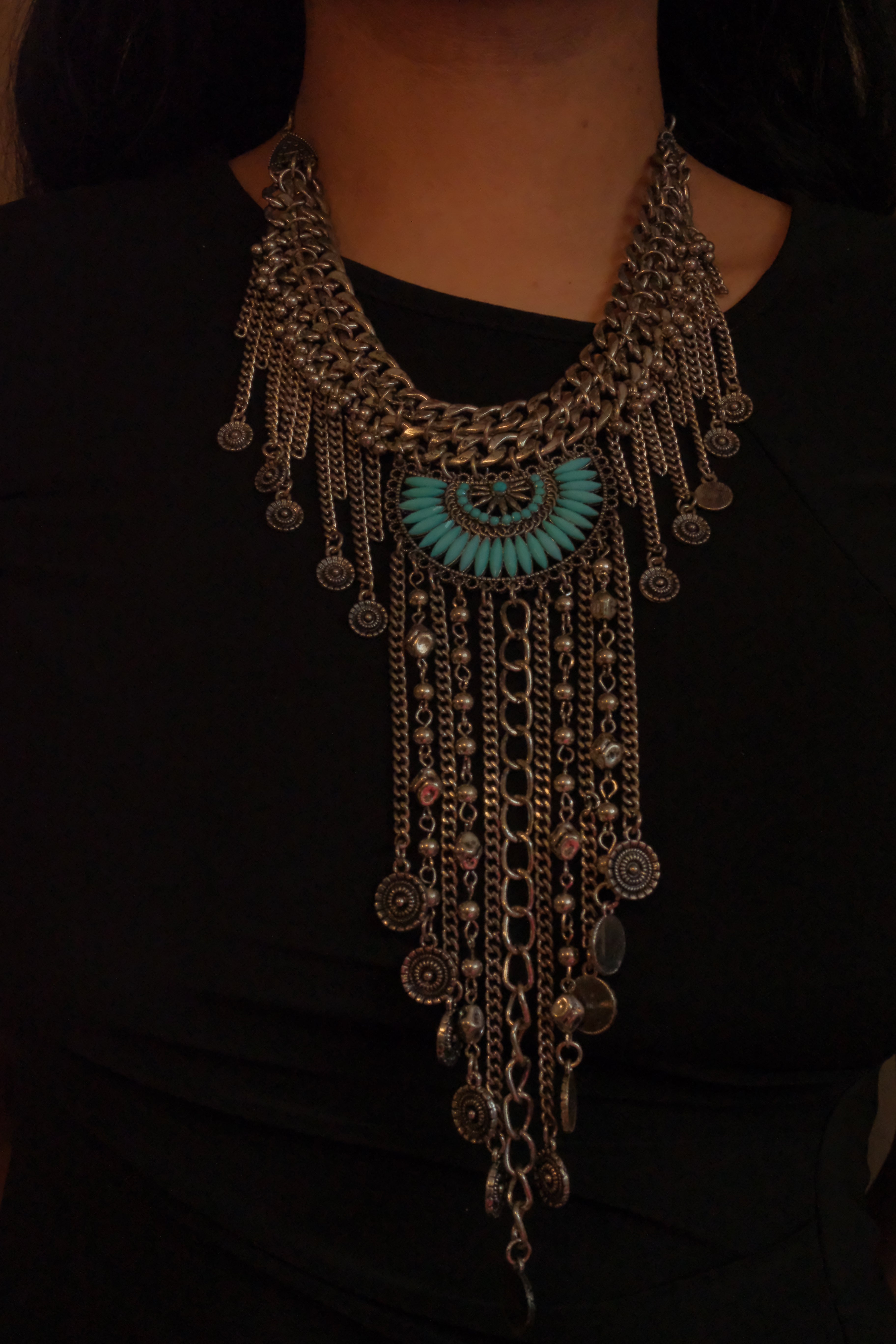 Boho fringe statement necklace