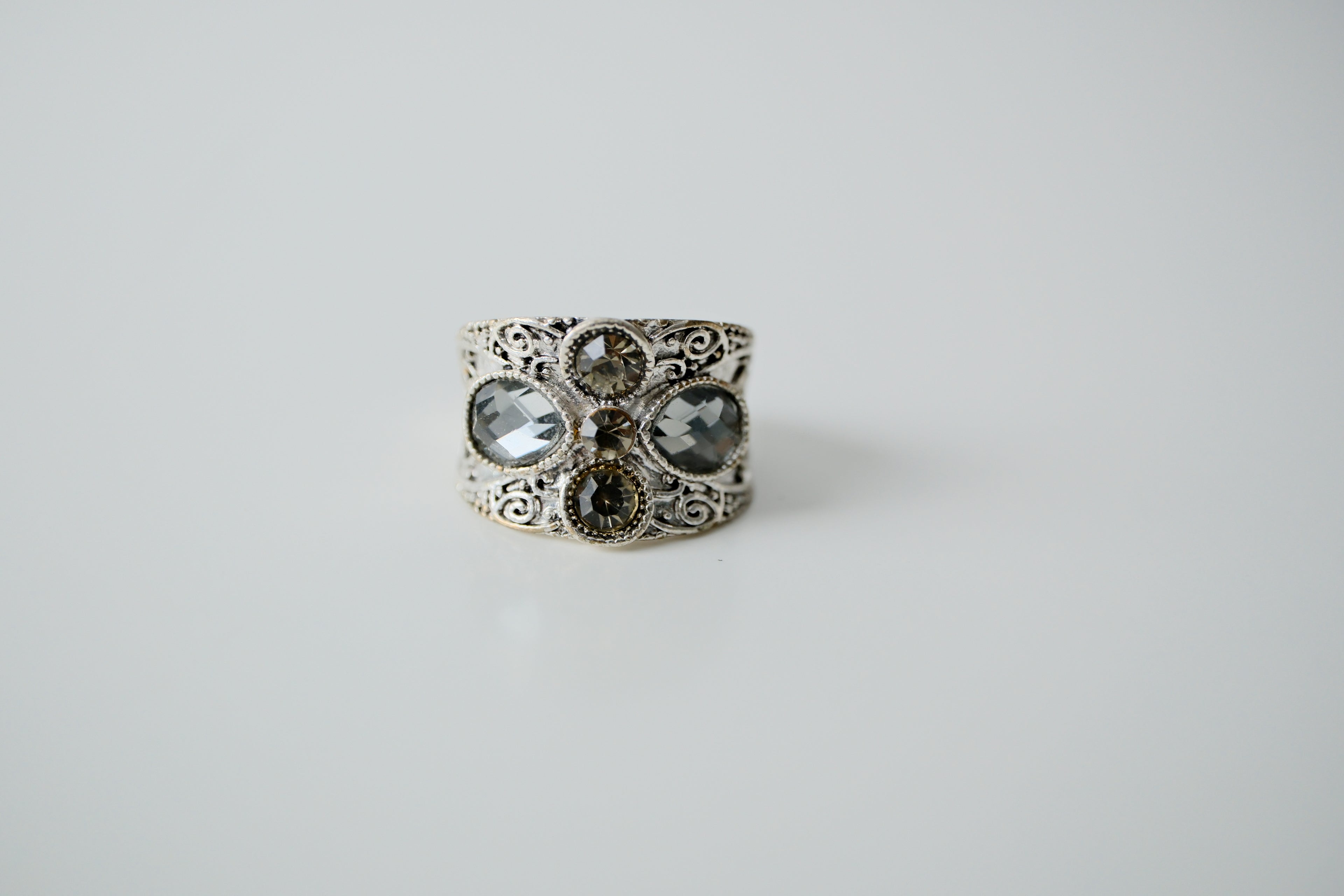 Crystal Filigree Cocktail Ring