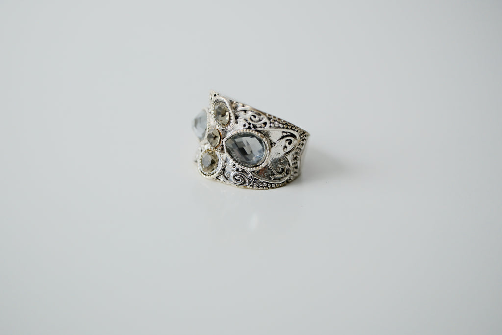 Crystal Filigree Cocktail Ring