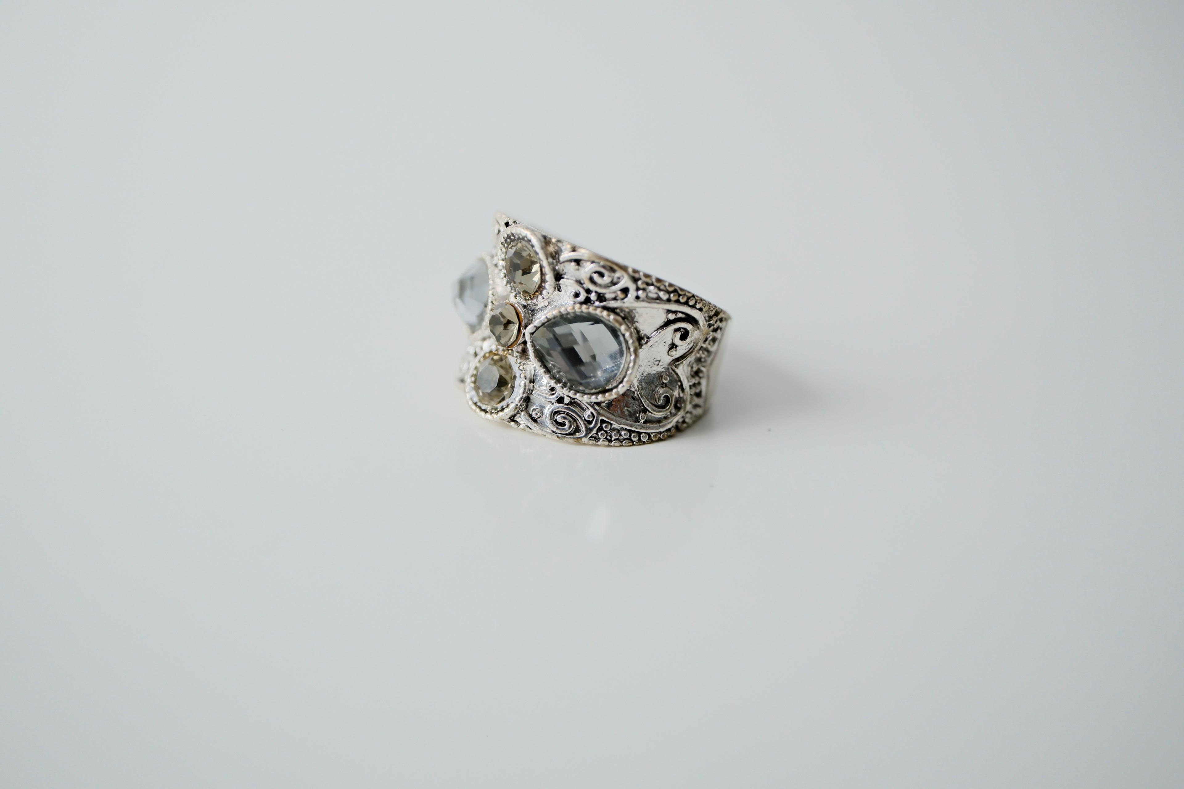 Crystal Filigree Cocktail Ring