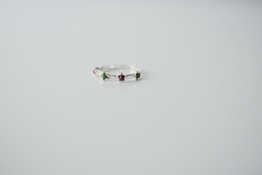 Delicate Green and Purple Stone Ring