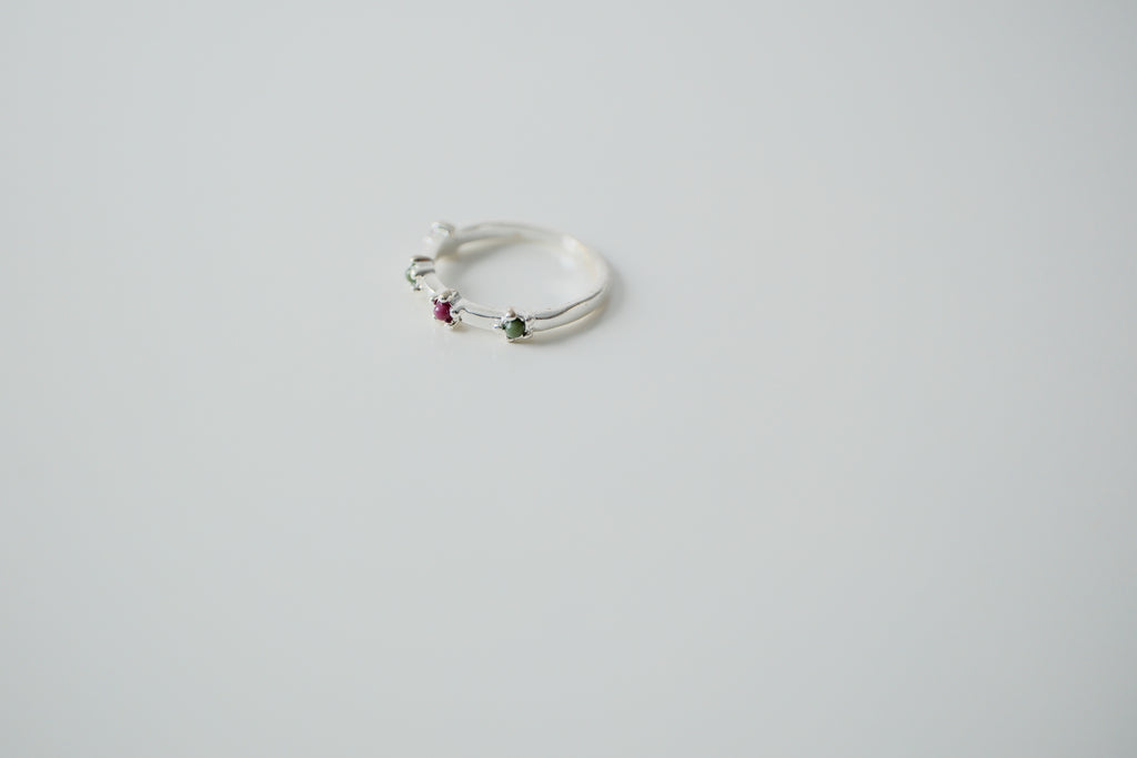 Delicate Green and Purple Stone Ring